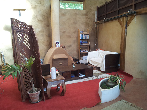 Interior of Earthship Karuna in July 2012 — finished, furnished, ready to live in